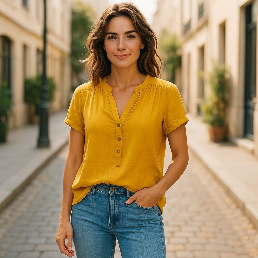 Rose & Olive Yellow Blouse Top